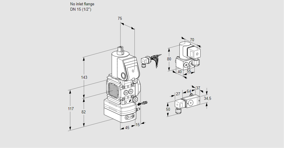 Регулятор соотношения газ/воздух 1:1  с эл.магнитным клапаном VAG 1-/15R/NWBK