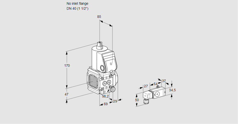 Клапан эл.магнитный газовый VAS 2-/40R/NW