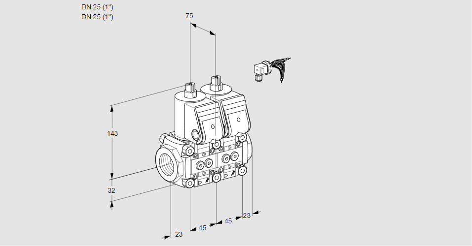 Клапан эл.магнитный сдвоенный VCS 1E25R/25R05NNKR/PPPP/PPPP