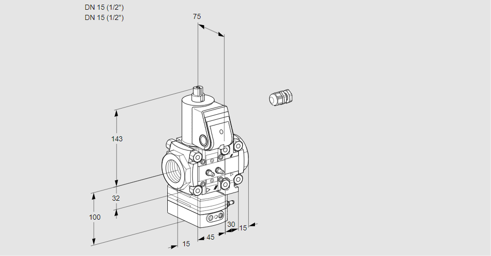 Регулятор расхода газа с эл.магнитным клапаном VAH 1E15R/15R05HEVWR/MM/PP