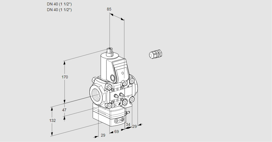 Регулятор расхода газа с эл.магнитным клапаном VAH 2E40R/40R05HEVWR/MM/PP