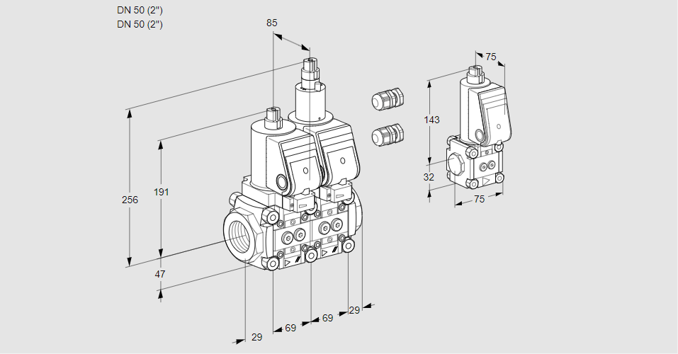 Клапан эл.магнитный сдвоенный VCS 2E50R/50R05NLWGR3/PPPP/PPZS