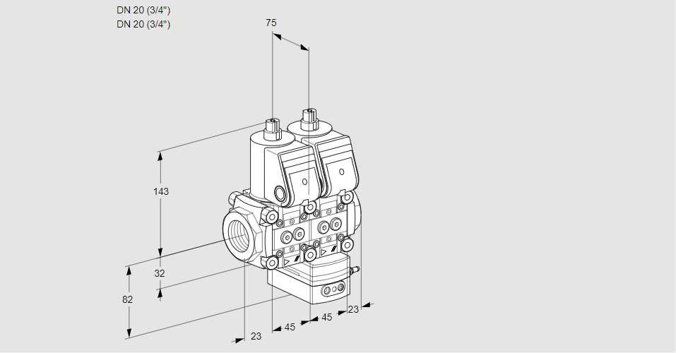 Регулятор давления с двумя эл.магнитными клапанами VCD 1T20N/20N05ND-100QR/PPPP/PPPP