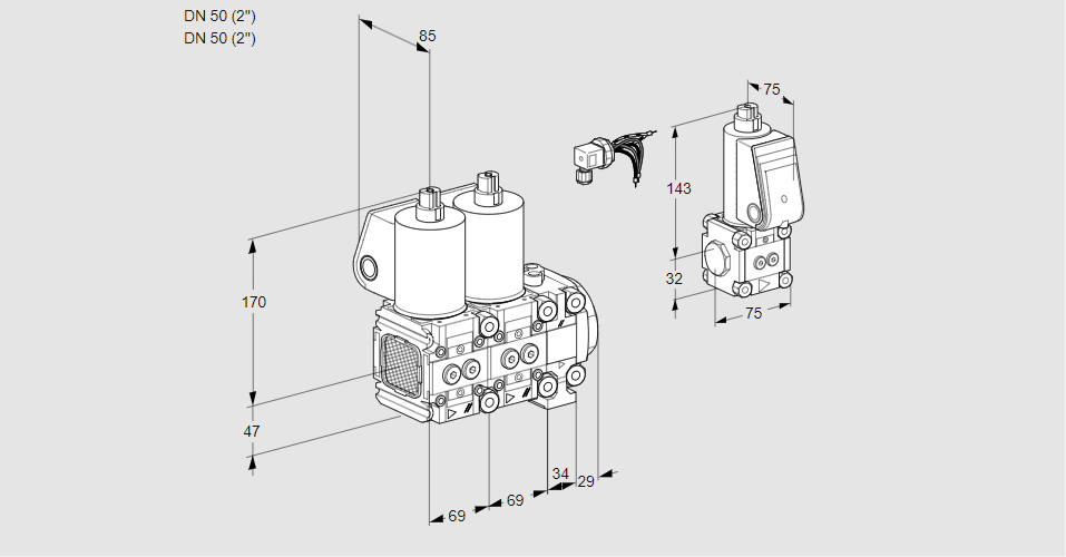 Клапан эл.магнитный сдвоенный VCS 2E50R/50R05FNNVWL/PPZS/PPPP