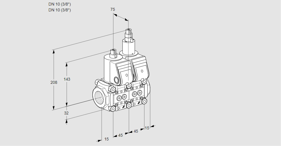 Клапан эл.магнитный сдвоенный VCS 1E10R/10R05NLWR/PPPP/PPPP