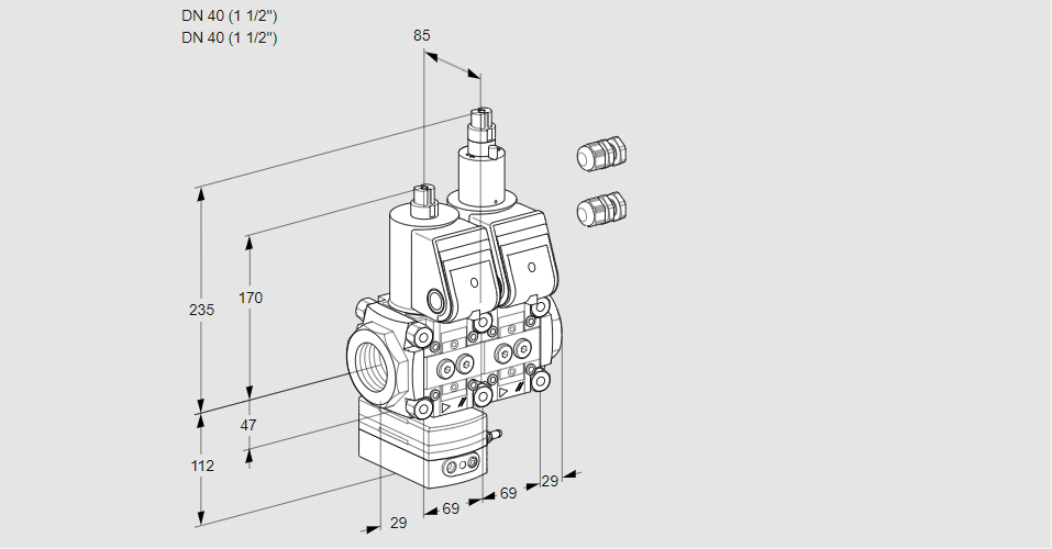 Регулятор давления с двумя эл.магнитными клапанами VCD 2E40R/40R05D-25LQR3/PPPP/PPPP
