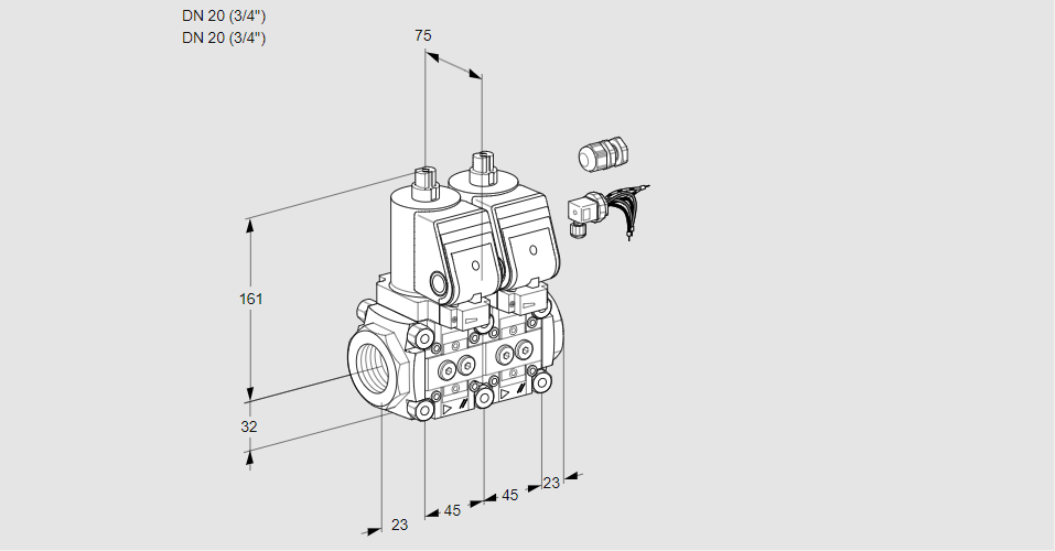 Клапан эл.магнитный сдвоенный VCS 1E20R/20R05NNWSR8/PPPP/PPPP