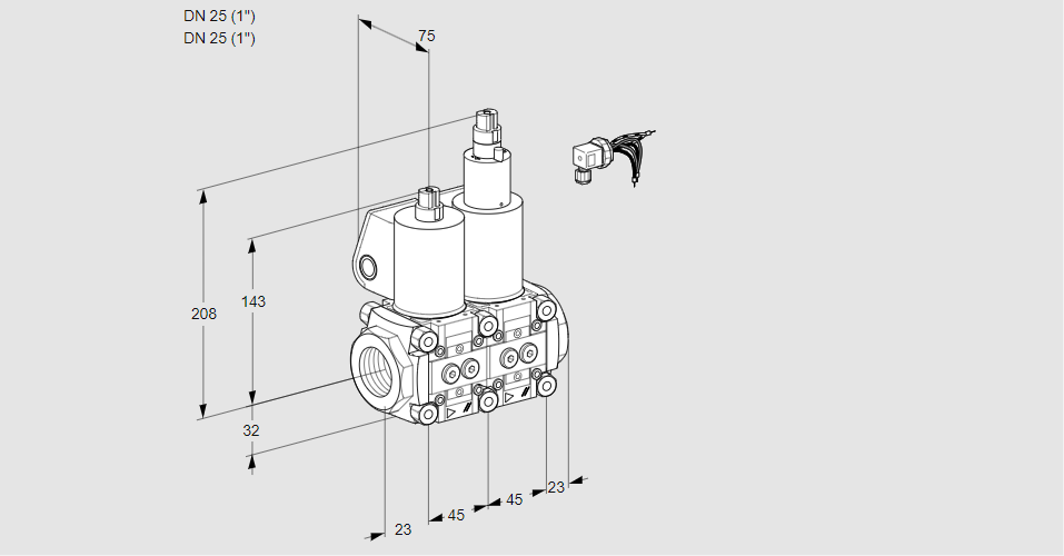 Клапан эл.магнитный сдвоенный VCS 1E25R/25R05NLWL/PPPP/PPPP