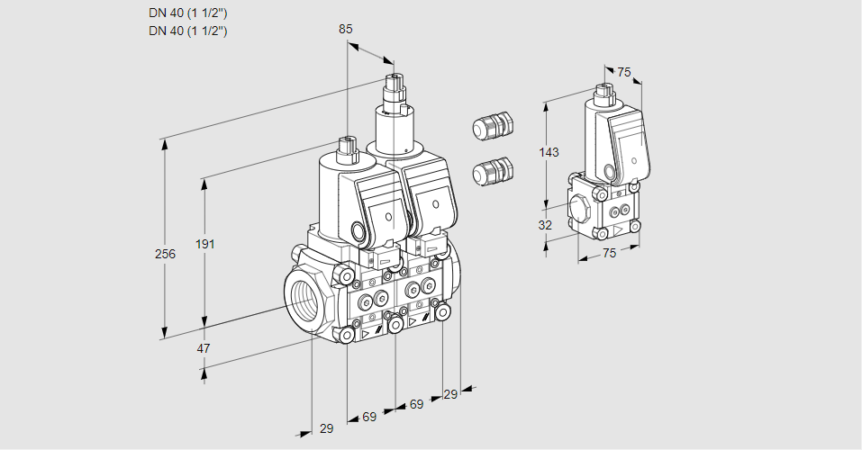 Клапан эл.магнитный сдвоенный VCS 2E40R/40R05NLWSR3/PPPP/PPBS
