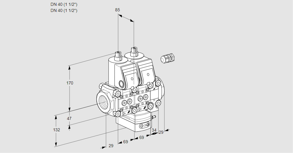 Регулятор расхода с двумя эл.магнитными клапанами VCH 2E40R/40R05NHEVWR/PPPP/PPPP