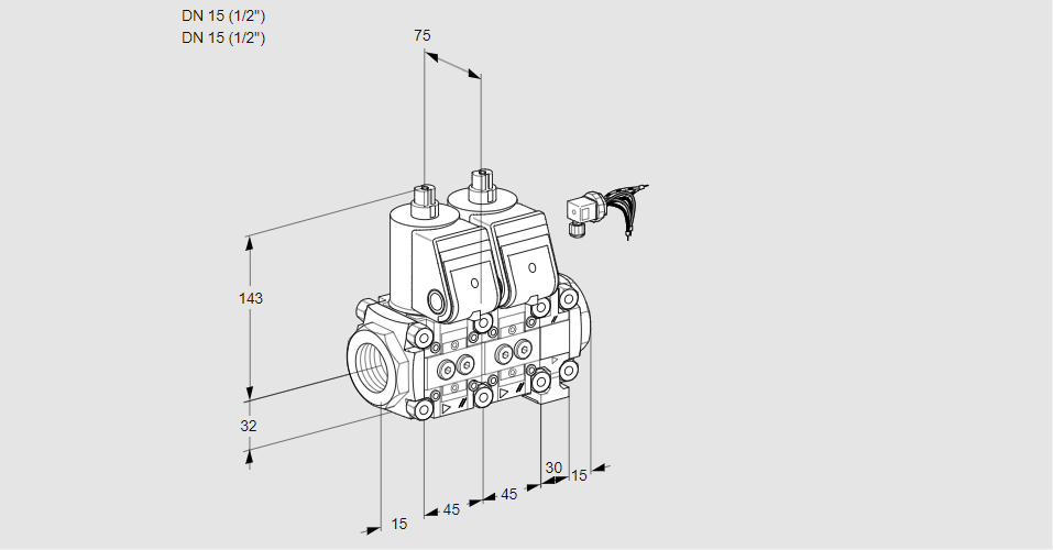 Клапан эл.магнитный сдвоенный VCS 1E15R/15R05NNVWR/PPPP/PPPP