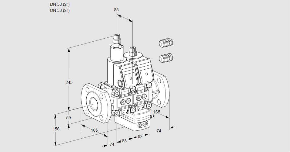 Регулятор расхода с двумя эл.магнитными клапанами VCH 3E50F/50F05LHEWR3/PPPP/PPPP