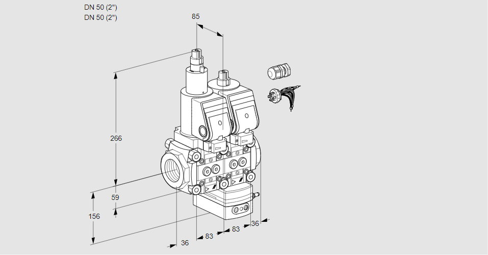 Регулятор расхода с двумя эл.магнитными клапанами VCH 3E50R/50R05LHEWGR7/PPPP/PPPP