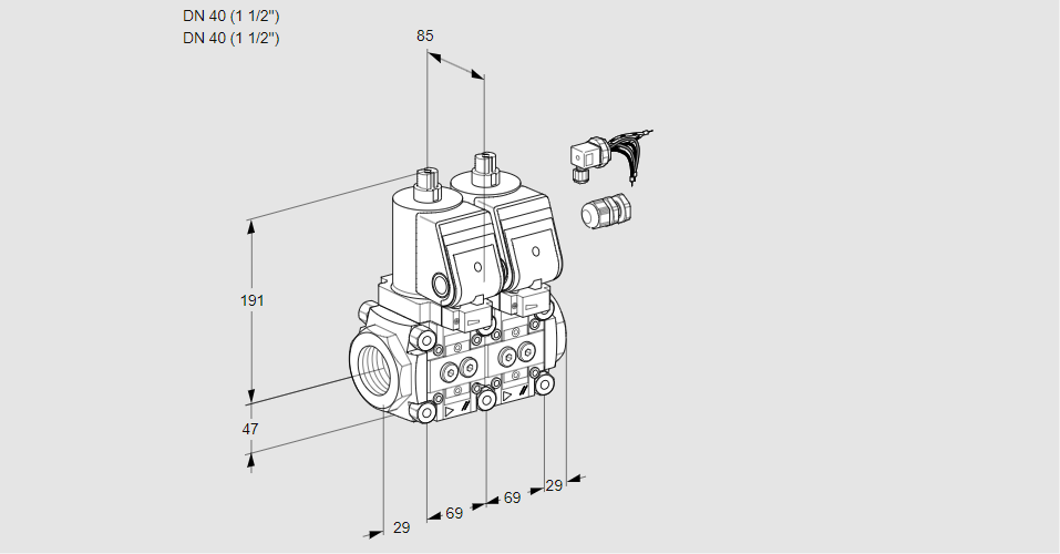 Клапан эл.магнитный сдвоенный VCS 2E40R/40R05NNKGR8/PPPP/PPPP