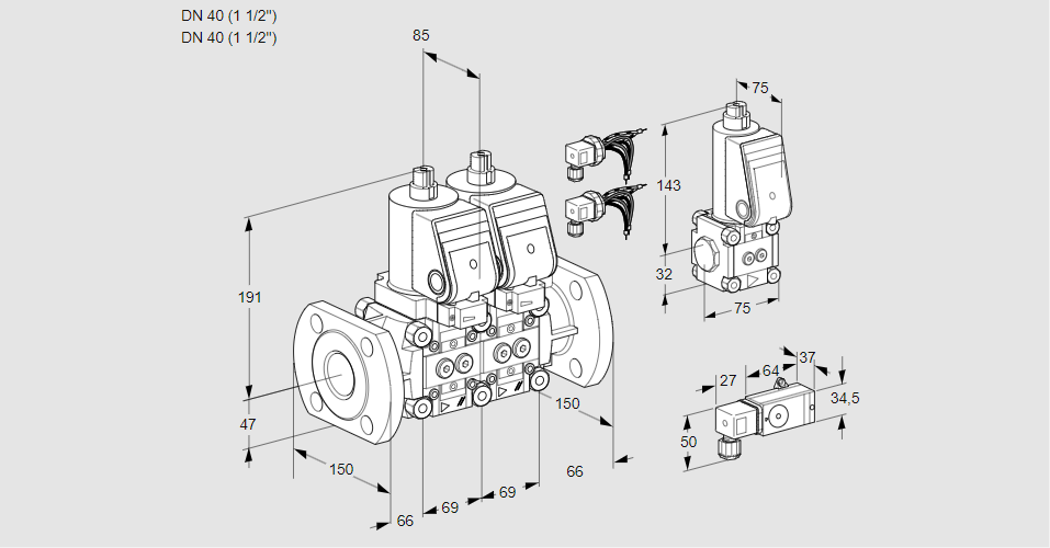 Клапан эл.магнитный сдвоенный VCS 2E40F/40F05NNWSR8/PP3-/PPZS