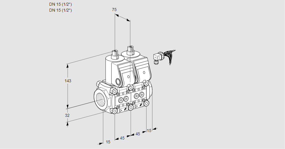 Клапан эл.магнитный сдвоенный VCS 1E15R/15R05NNKR/PPPP/PPPP