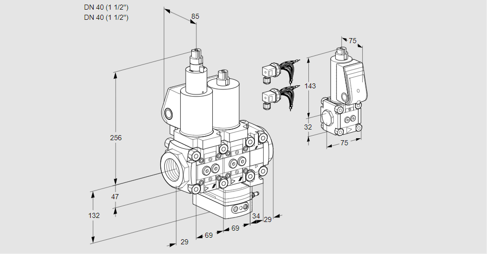 Регулятор расхода с двумя эл.магнитными клапанами VCH 2E40R/40R05LHEVQSL8/PPBS/PPPP