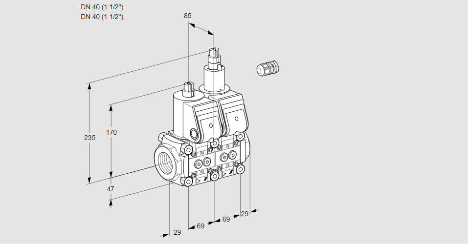 Клапан эл.магнитный сдвоенный VCS 2E40R/40R05NLWR/PPPP/PPPP