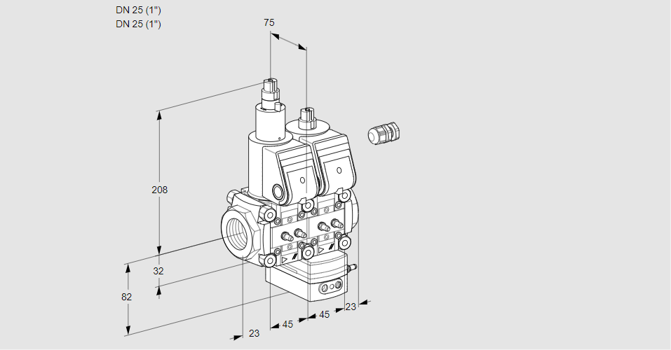 Регулятор соотношения газ/воздух с двумя эл.магнитными клапанами VCG 1E25R/25R05LGEWR/MMMM/PPPP
