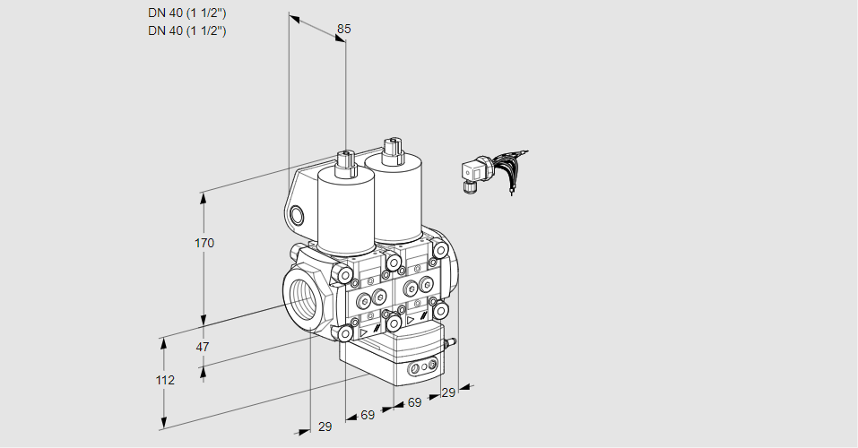 Регулятор давления с двумя эл.магнитными клапанами VCD 2E40R/40R05ND-50WL/PPPP/PPPP