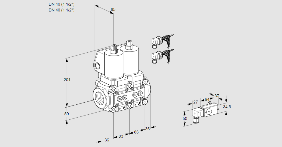 Клапан эл.магнитный сдвоенный VCS 3E40R/40R05NNWSL8/3--4/MMMM