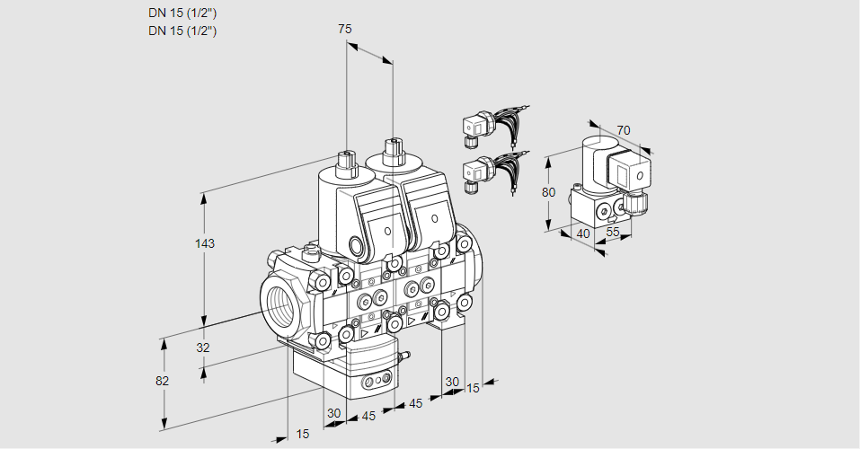 Регулятор давления с двумя эл.магнитными клапанами VCD 1E15R/15R05FD-25NVWR6/PPPP/PPBY