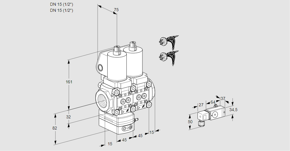 Регулятор давления с двумя эл.магнитными клапанами VCD 1E15R/15R05D-100NWSL7/PPPP/PP2-