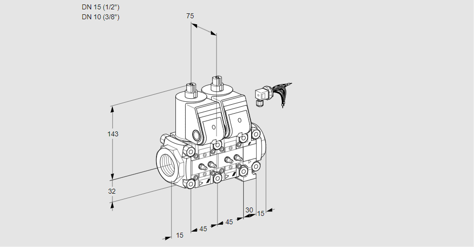 Клапан эл.магнитный сдвоенный VCS 1E15R/10R05NNVWR/MMMM/PPPP