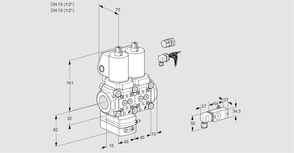 Регулятор давления с двумя эл.магнитными клапанами VCD 1E15R/15R05D-100NWSL3/PPPP/PP2-