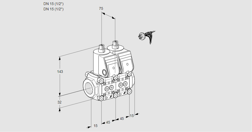 Клапан эл.магнитный сдвоенный VCS 1E15R/15R05NNWR/PPPP/PPPP