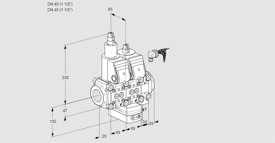 Регулятор расхода с двумя эл.магнитными клапанами VCH 2E40R/40R05LHEVWR/PPPP/PPPP