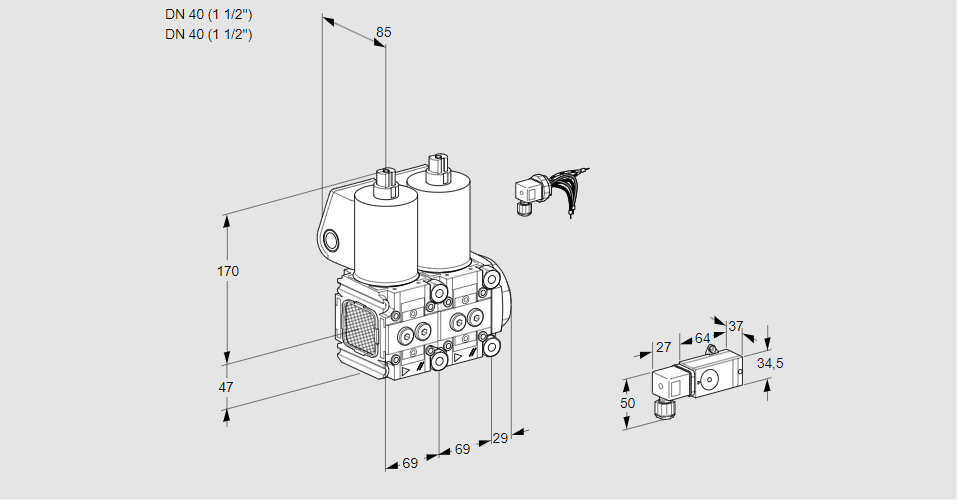Клапан эл.магнитный сдвоенный VCS 2E40R/40R05FNNWL/PPPP/2-PP