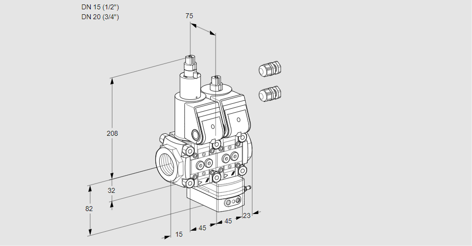 Регулятор давления с двумя эл.магнитными клапанами VCD 1E15R/20R05LD-50WR3/PPPP/PPPP