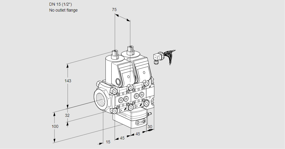 Регулятор расхода с двумя эл.магнитными клапанами VCH 1E15R/--05NHEVWR/PPPP/PPPP
