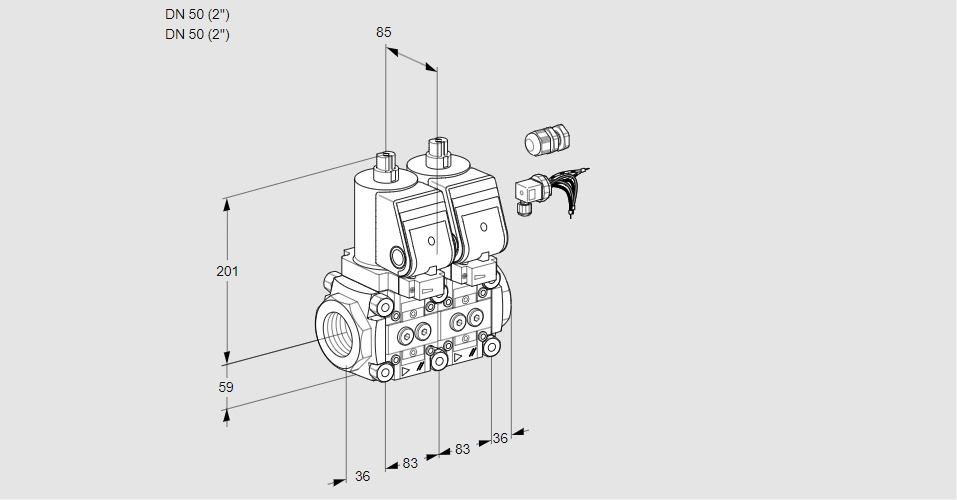Клапан эл.магнитный сдвоенный VCS 3E50R/50R05NNWSR8/PPPP/PPPP