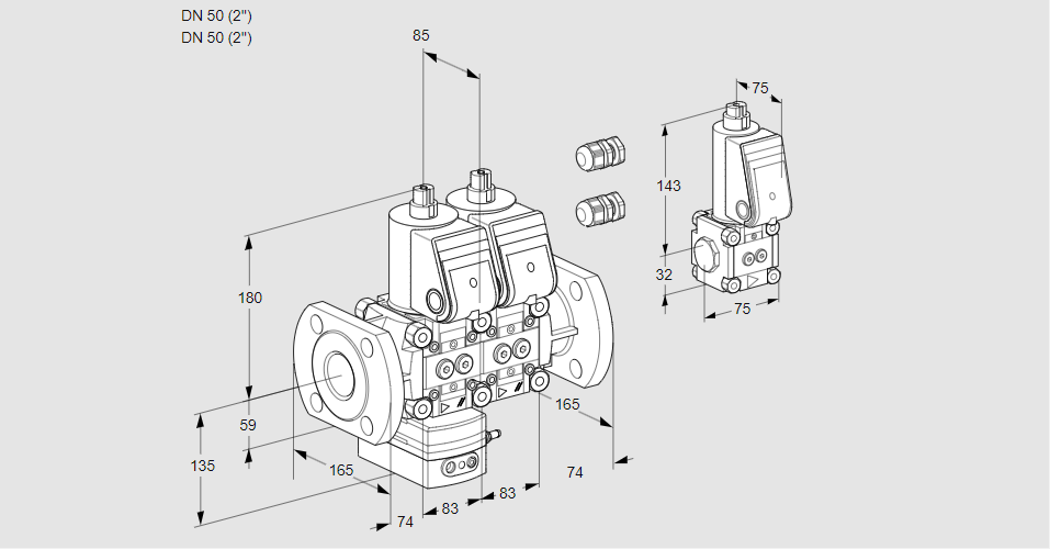 Регулятор давления с двумя эл.магнитными клапанами VCD 3E50F/50F05D-100NWR3/PPPP/PPBS