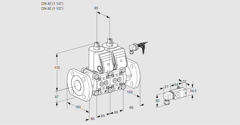 Клапан эл.магнитный сдвоенный VCS 2E40F/40F05NNWR/3--3/4--4