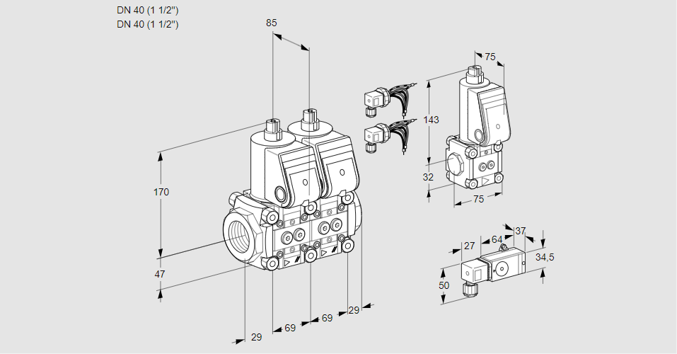 Клапан эл.магнитный сдвоенный VCS 2E40R/40R05NNWR6/PP4-/PPZS