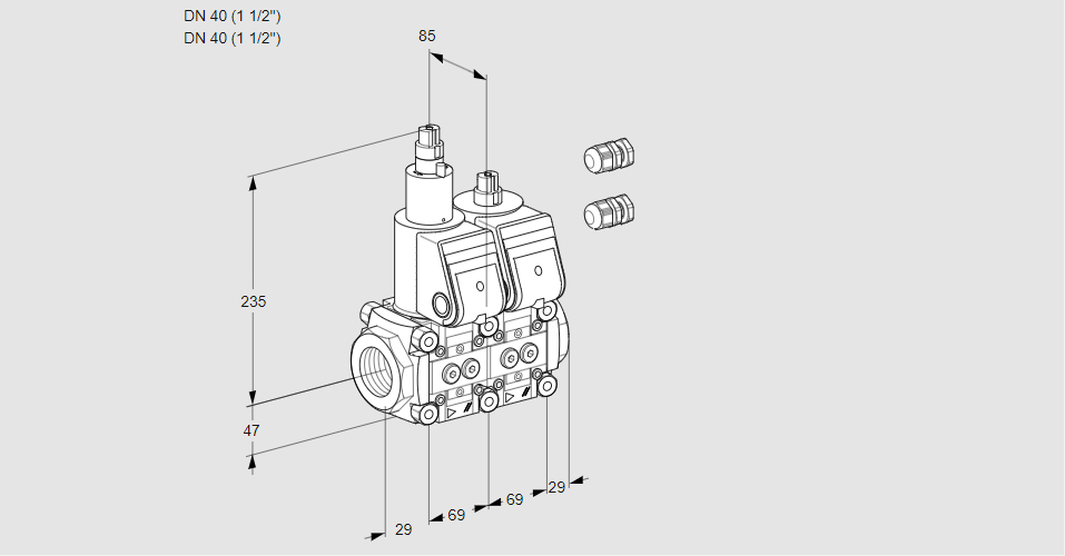 Клапан эл.магнитный сдвоенный VCS 2E40R/40R05LNKR3/PPPP/PPPP