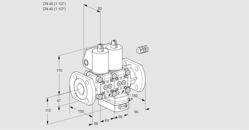 Регулятор соотношения газ/воздух с двумя эл.магнитными клапанами VCG 2E40F/40F05NGEWL/PPPP/PPPP