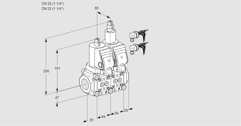 Клапан эл.магнитный сдвоенный VCS 2E32R/32R05NLWGR8/PPPP/PPPP