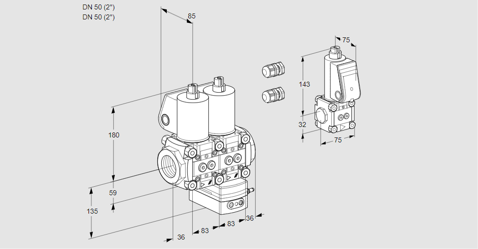 Регулятор давления с двумя эл.магнитными клапанами VCD 3E50R/50R05ND-100WL3/PPZS/PPPP