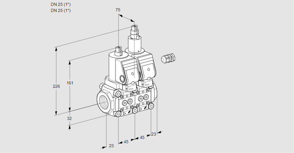 Клапан эл.магнитный сдвоенный VCS 1E25R/25R05NLKGR/PPPP/PPPP