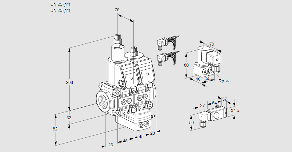 Регулятор давления с двумя эл.магнитными клапанами VCD 1E25R/25R05LD-100WR6/3--3/PPZY