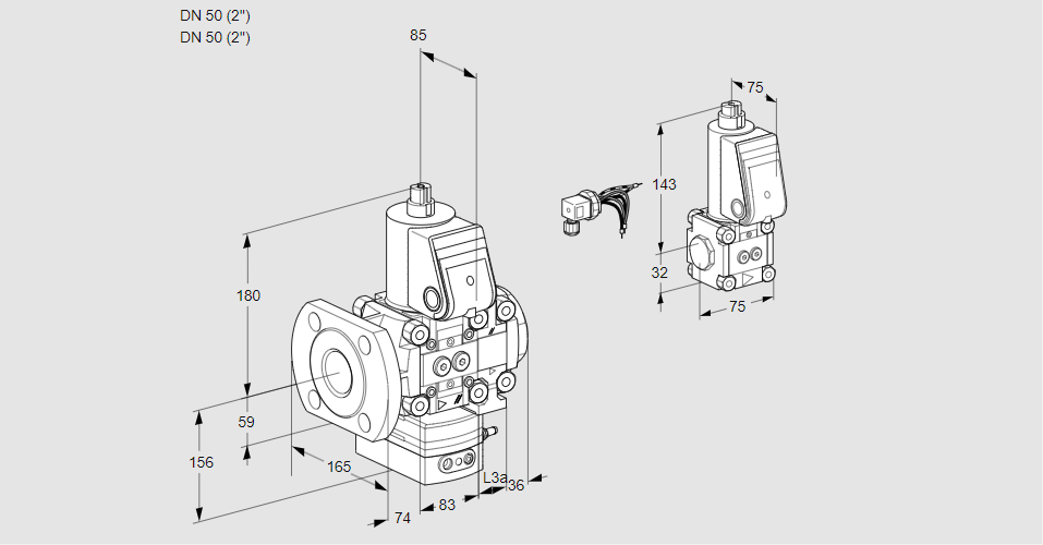 Регулятор расхода газа с эл.магнитным клапаном VAH 3E50F/50R05HEVWR/PP/ZS