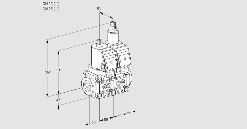 Клапан эл.магнитный сдвоенный VCS 2E25R/25R05NLWSR/PPPP/PPPP