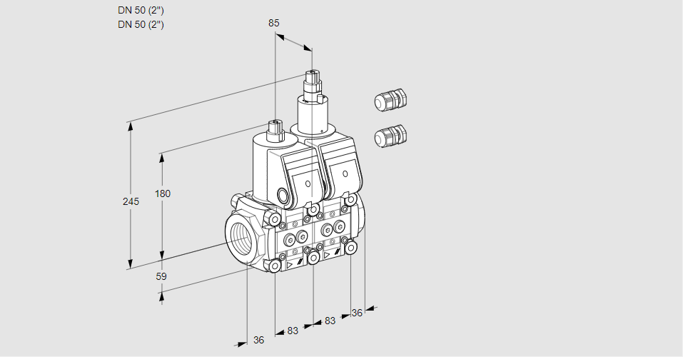 Клапан эл.магнитный сдвоенный VCS 3E50R/50R05NLWR3/PPPP/PPPP