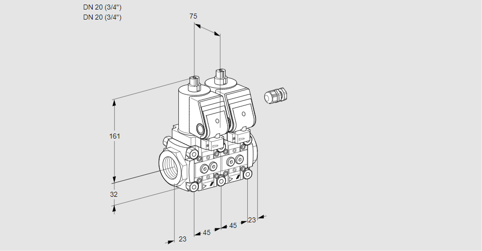Клапан эл.магнитный сдвоенный VCS 1E20R/20R05NNWSR/PPPP/PPPP