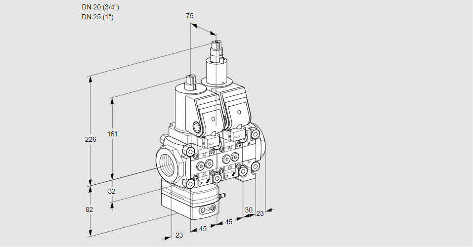 Регулятор давления с двумя эл.магнитными клапанами VCD 1T20N/25N05D-100LVQGR/PPPP/PPPP