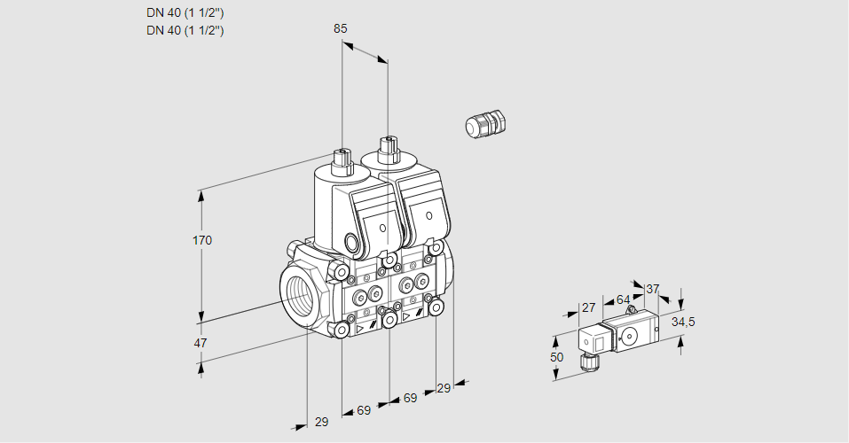 Клапан эл.магнитный сдвоенный VCS 2E40R/40R05NNWR/2--3/PPPP